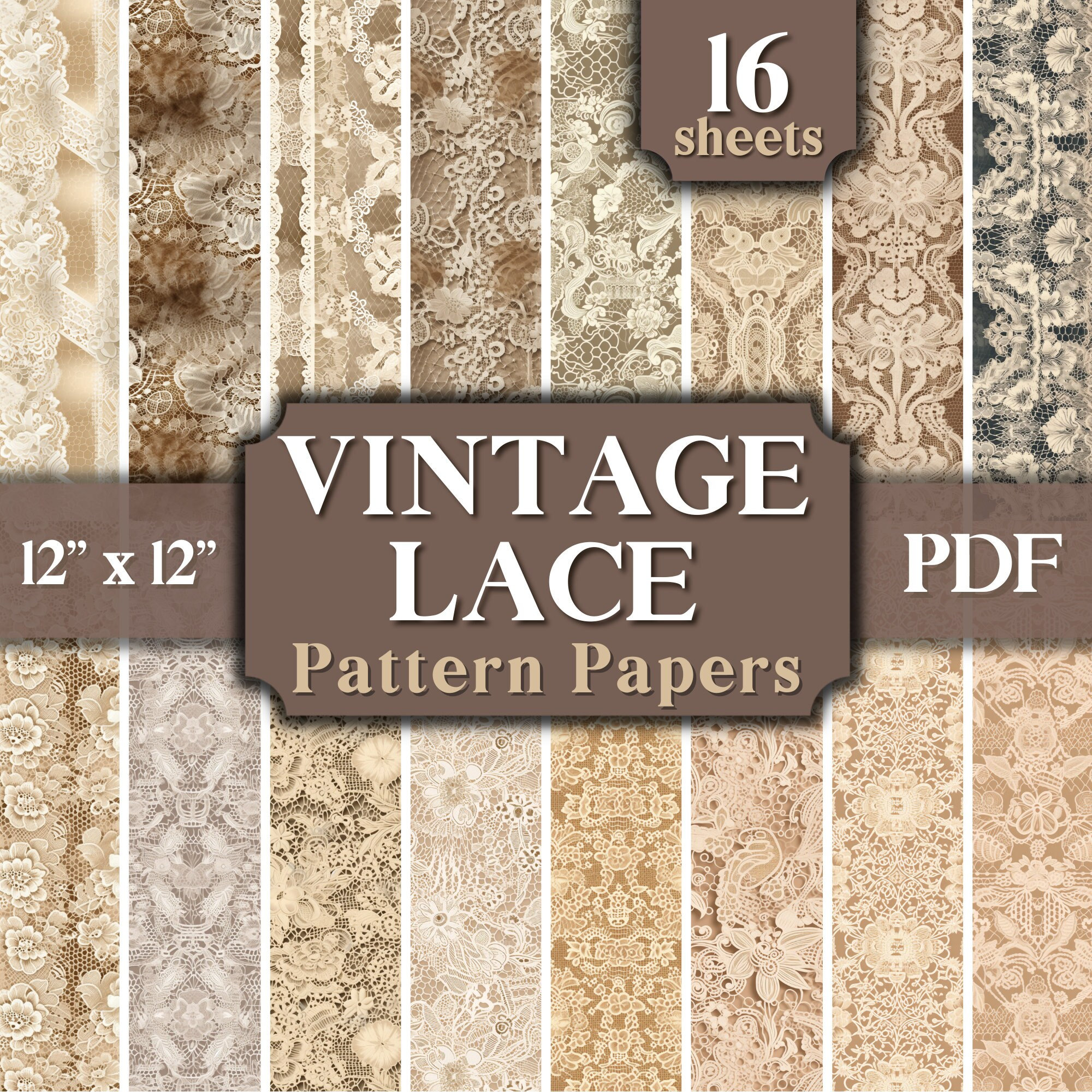 Scrapbook Paper Beige Lace, Printable, Junk Journal, Pattern, Antique ...