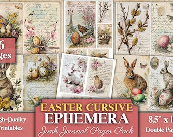 Easter Ephemera Junk Journal In Printable PDF, Vintage Letters, And Postcards Add-On For Scrapbook, Card Creating, Decorating, Spring Crafts