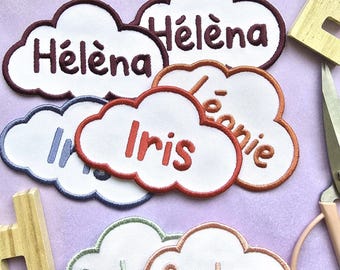 Haftowana naszywka z imieniem chmurki, spersonalizowana naszywka do prasowania dla dziecka, haftowane imię na ubraniu, torbie lub kołdrze, możliwość samodzielnego wykonania i personalizacji