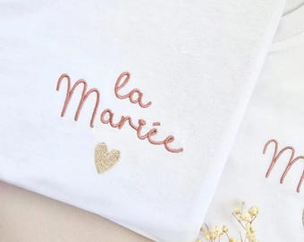 Gepersonaliseerde geborduurde t-shirts voor een vrijgezellenfeest - Bruidsteam - Aanstaande bruid - Vrijgezellenfeest voor vrouwen - Cadeau-ideeën voor een bruiloft