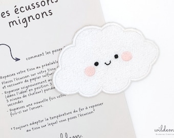 x1 Aufnäher zum Aufbügeln, Kawaii-Wolken-Aufnäher, Kinder-Aufnäher zum Aufnähen, Kurzwaren-Accessoire, DIY und Personalisierung