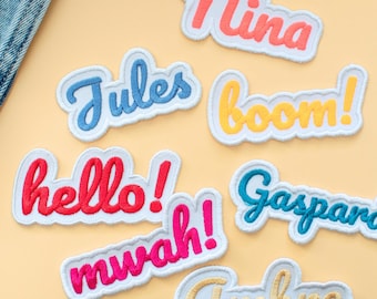 Écusson thermocollant personnalisable - Mot ou prénom, patch à coudre, accessoire de mercerie, diy et personnalisation
