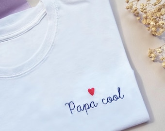 Gepersonaliseerd T-shirt, geborduurd met tekst/naam naar keuze, cool geborduurd T-shirt voor papa, cadeau-idee voor papa, Vaderdag