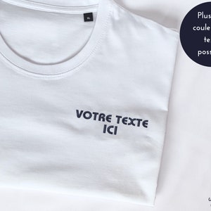 Unisex embroidered t-shirt with personalized text, customizable text t-shirt of your choice, gift idea for men and women, organic cotton t-shirt