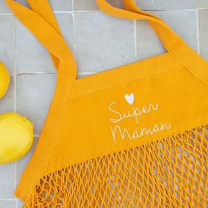 Sac à provision filet brodé Cadeau fête des mères - super maman