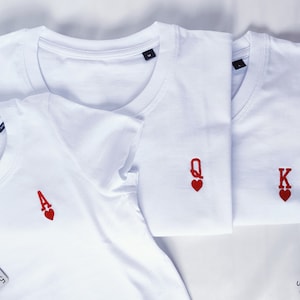 T shirt brodé unisexe Roi de cœur Reine de cœur As de Cœur, famille t-shirt ensemble couple matchy matchy, idée cadeau couple