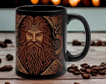 Mythical Norse Mugs | Thundergod | 11oz Black Mug
