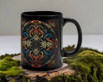 Mythical Norse Mugs | Threads of Yggdrasil | 11oz Black Ceramic Mug