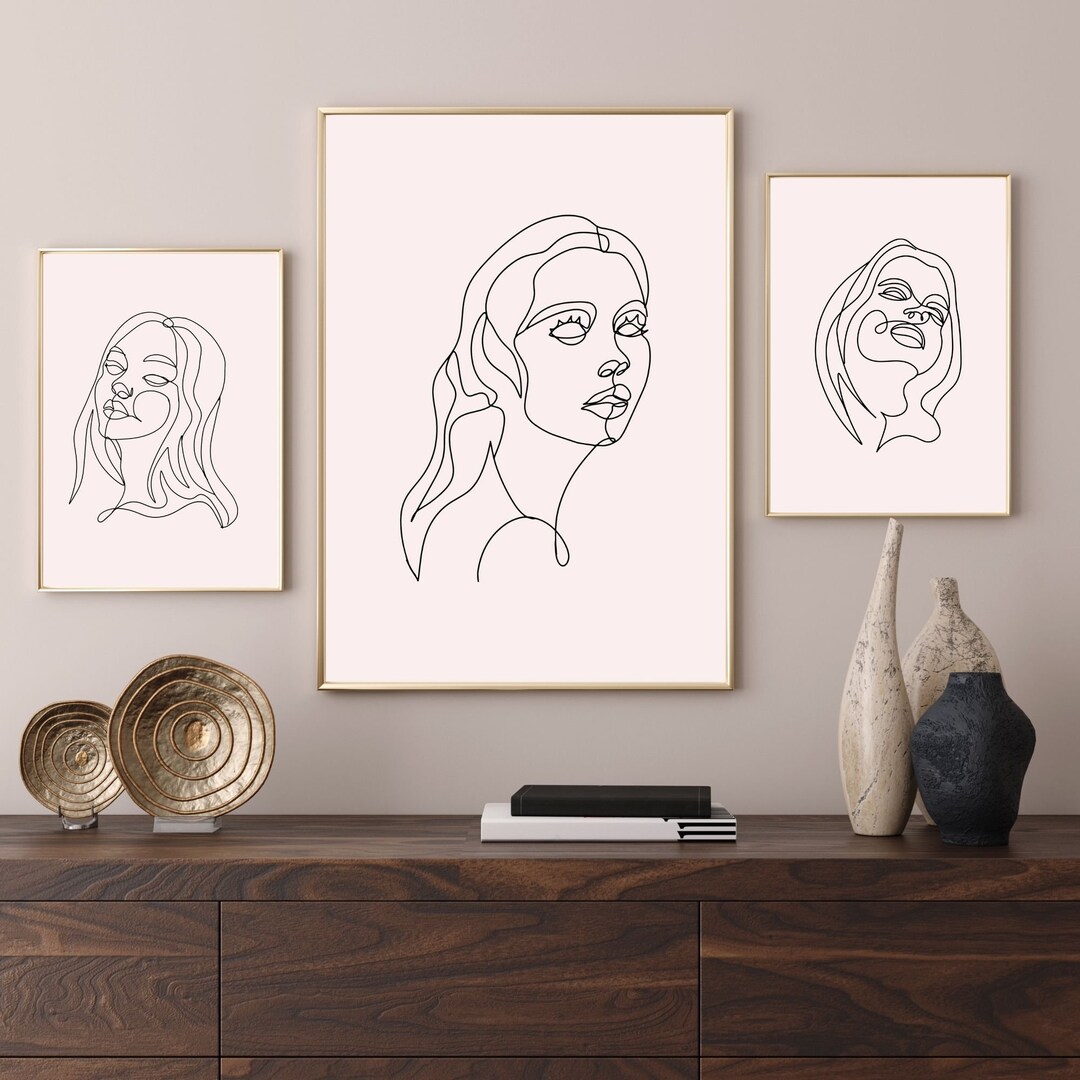 Line Art Woman, Minimalist Wall Art, Abstract Woman Face,wall Art Set ...