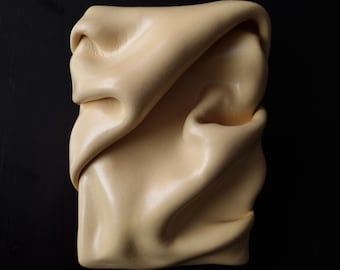 10 x 15 cm "Sahara": handgemaakt 3D-kunsttextuurschilderij|| Kleikunst || Structureel beeld || Stoflook || boetseerklei || beige