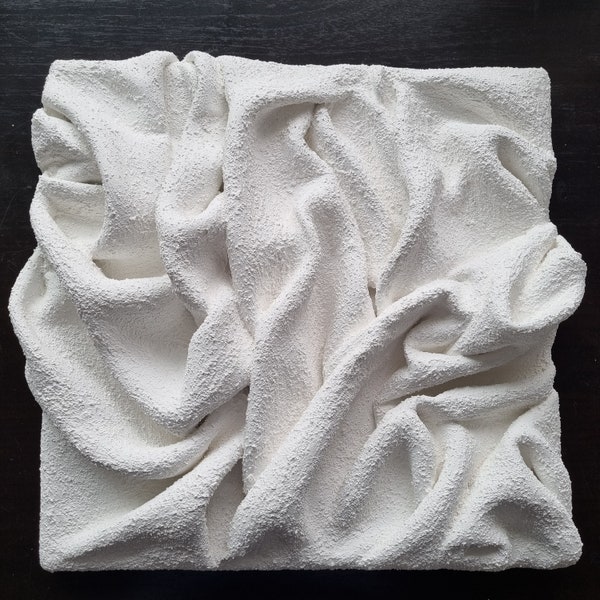 30x30 cm "white desert": handgfertigte 3D Art Textured Leinwand || Strukturgemälde körnig || Stoffoptik || Modelliermasse || weiß sandig
