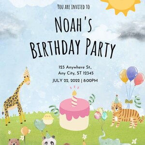 Editable Animal Birthday Invitation | Party Animal Invitation | Party Animal Birthday | Safari Party | Zoo Birthday | Boy Girl Birthday