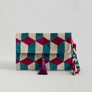 Silk Ikat Clutch Bag | Evening Bag | Mini Bag | Silk Velvet Handbag | Women Clutch Bag |