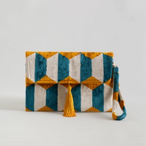Silk Ikat Clutch Bag | Evening Bag | Mini Bag | Silk Velvet Handbag | Women Clutch Bag |