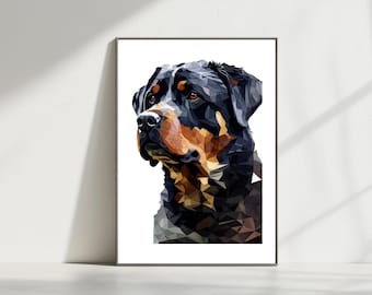 Retrato de rottweiler en vidrio roto: Arte mural único (descarga digital)