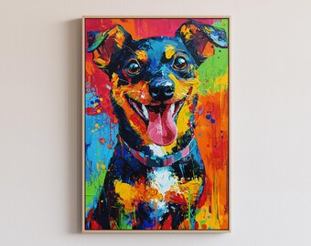 Bunter Hunde Portrait Druck: Moderne abstrakte Kunst (Digitaler Download)