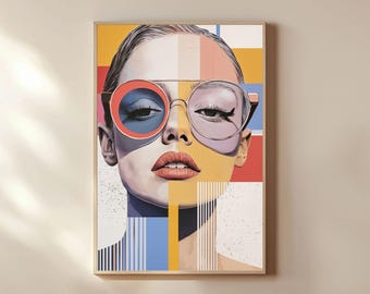Geometric Woman Portrait Print: Mid-Century Modern Pop Art (Digital Download)