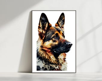 Shattered Glass German Shepherd Portrait: Unique Wall Art (Digital Download)