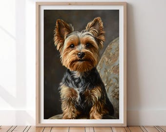 ヴィンテージヨークシャーテリアの絵画：ヨーキー犬の肖像画アート