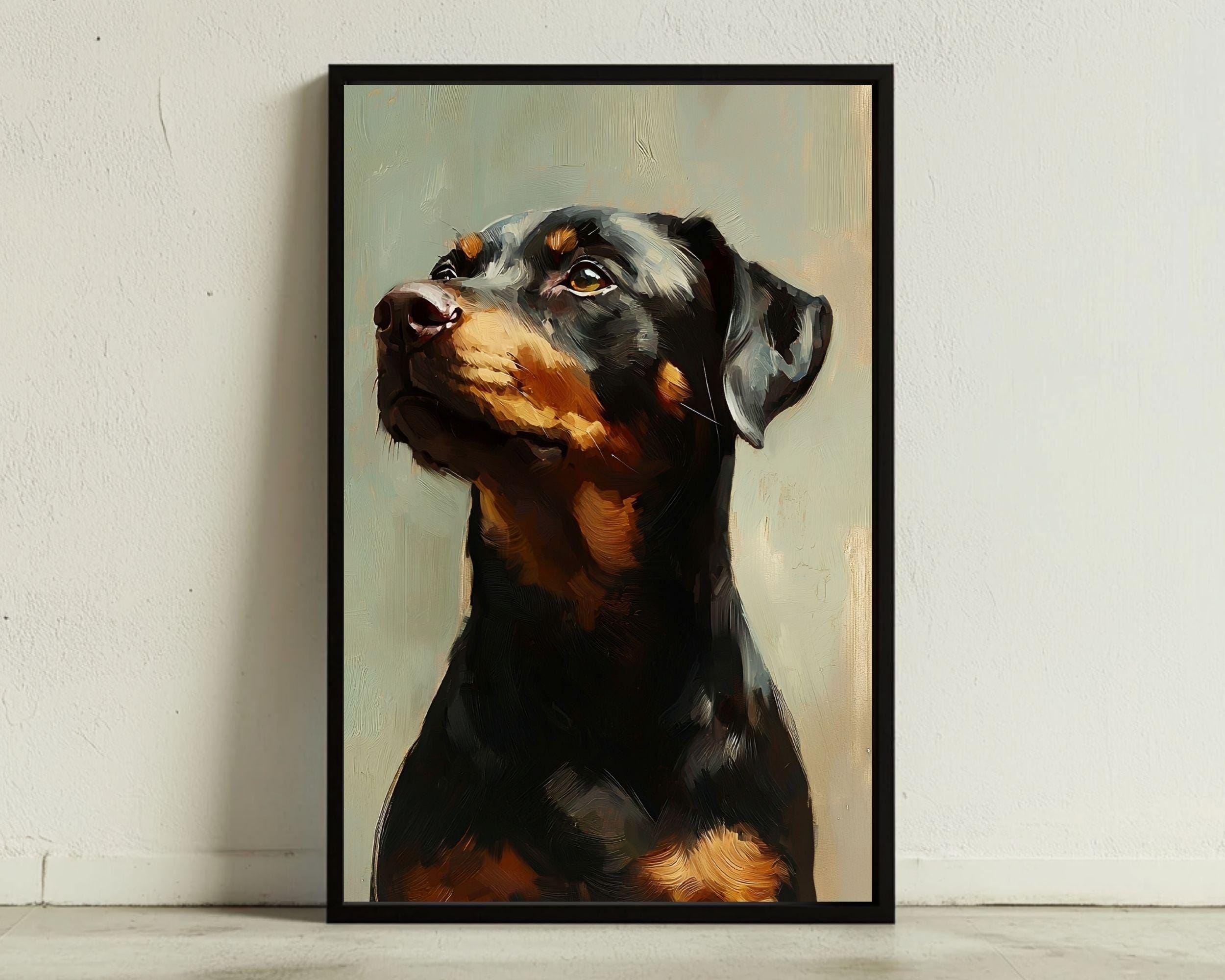 Realistic Rottweiler Rottweiler Digital Art Print | Realistic Dog Portrait | Pet Lover Wall ...