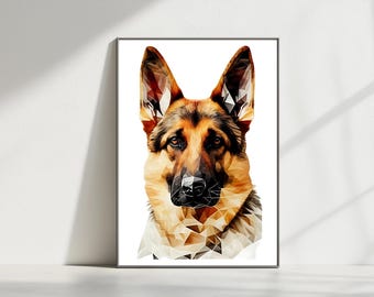 Shattered Glass German Shepherd Portrait: Unique Wall Art (Digital Download)
