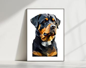 Retrato de rottweiler en vidrio roto: Arte mural único (descarga digital)