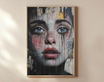 Urban Graffiti Woman Portrait Art Print: Modern Street Art (Digital Download)