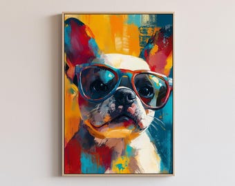 Colorful French Bulldog Art Print: Modern Pop Art Pet Portrait (Digital Download)