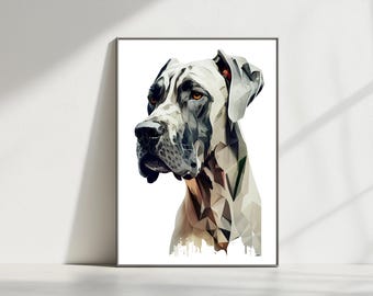 Shattered Glass Great Dane Portrait – Modern Dog Art (Digital Download)