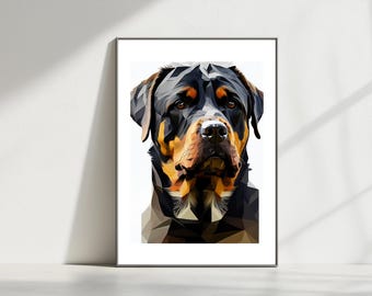Retrato de rottweiler en vidrio roto: Arte mural único (descarga digital)