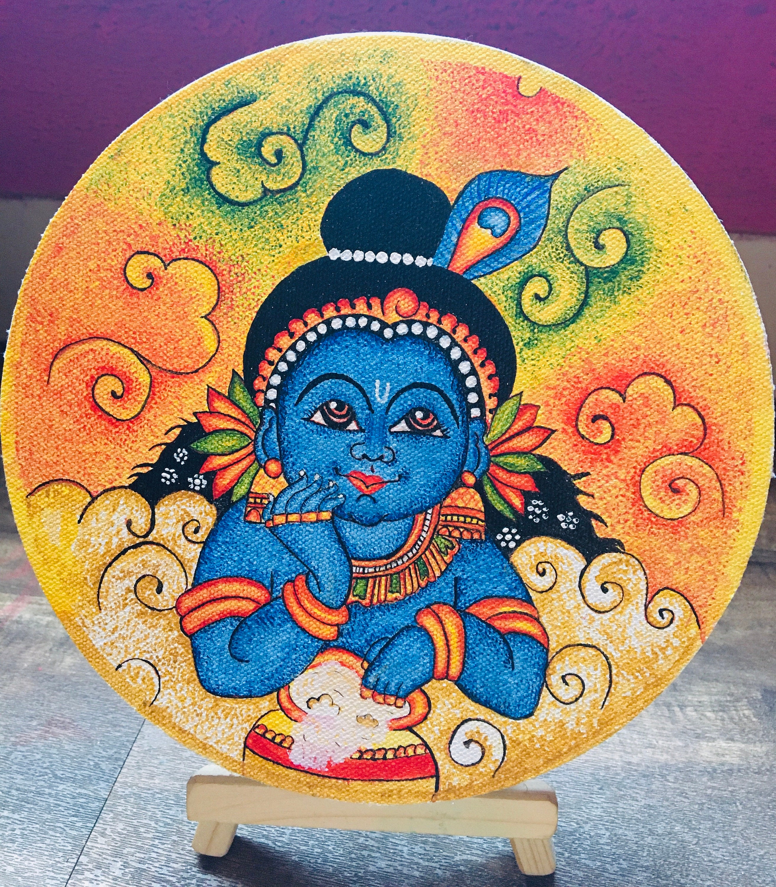 Kerala Mural Painting God Krishna Wall Decor Etsy