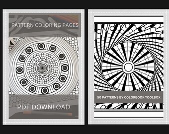 Pattern Coloring Pages: 50 Pattern Adult Coloring Books by Colorbook Toolbox | 50 Digital Coloring Pages (Printable, PDF Download)