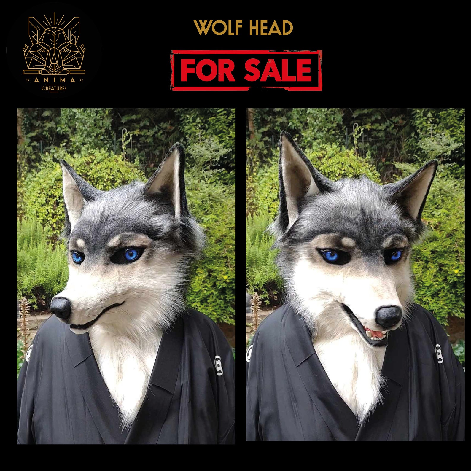 Realistic Fursuit Wolf Head for Sale Etsy