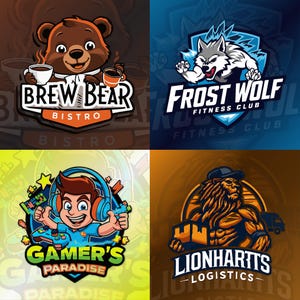 Custom Mascot Logo Design, Gaming Logo for e-sports, Custom Logo, Professional Graphic Designer, Modern Company Logo Creator, Logo Stickers