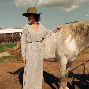 Knit maxi dresses with sleeves deals