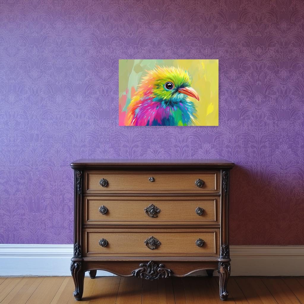 Vibrant Colorful Bird Canvas Print Pop Art Style Wall Art Home Decor ...