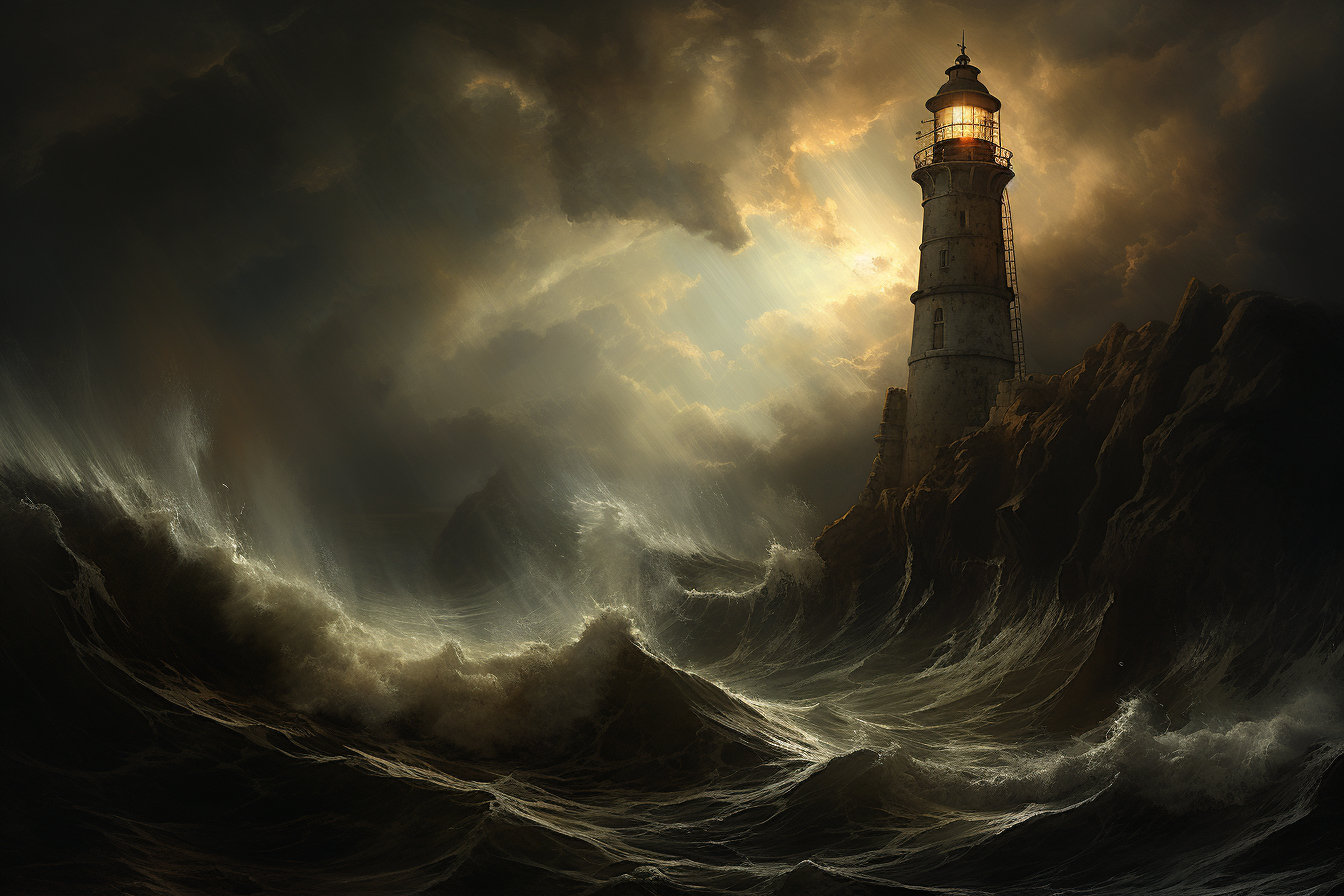Dark Lighthouse Storm Canvas Print: Moody Wall Art Inspired by ...