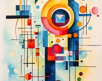 Custom Vassily Kandinsky Style Abstract Circles Canvas Print: Modern Art for Bold Home Decor