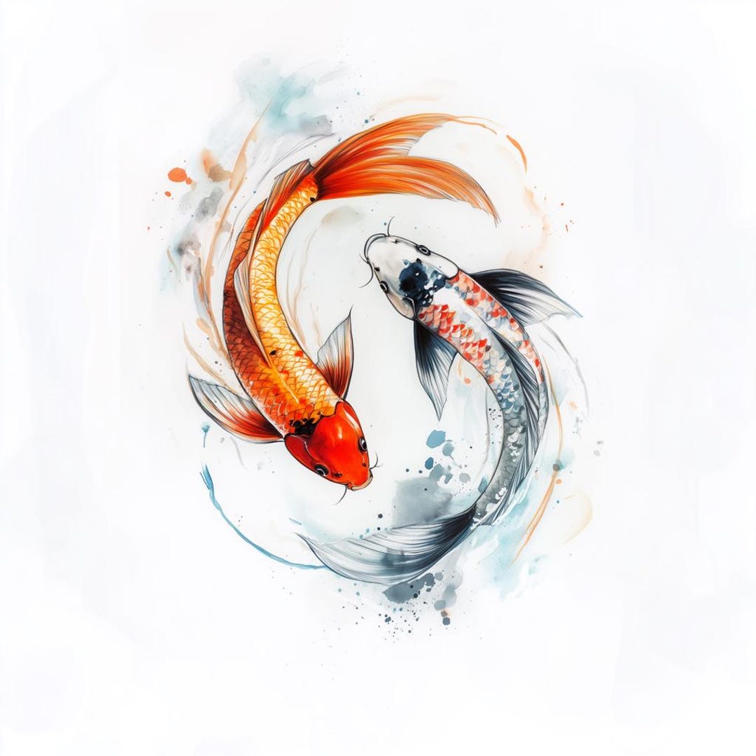 Koi Fish Canvas Print Watercolor Art Home Decor Wall Art in the Style ...