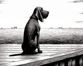 Edward Gorey Style Bloodhound Art: Custom Canvas and Digital Prints for Home Decor