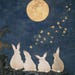 Charming Song Dynasty Gongbi Style Canvas Print of Small Rabbits Under ...