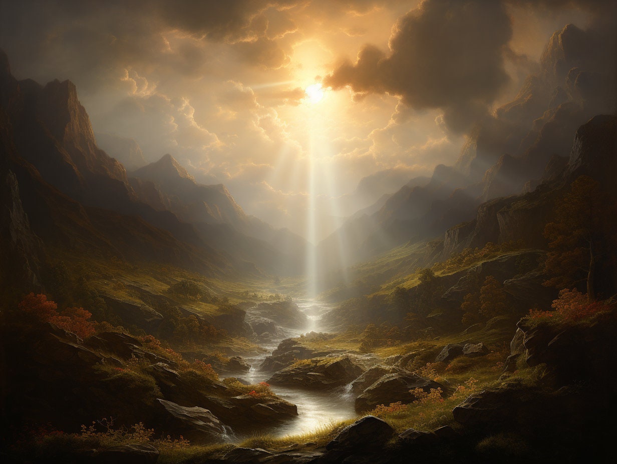 The Enchanted Valley: Ein Fesselndes Meisterwerk inspiriert von Alexander Withfield | Benutzerdefinierte Leinwand | Original Kunstwerk | Das Hudson-River-Tal