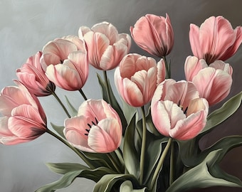 Rosa Tulpen Leinwanddruck: Niederländische Meister der Blumenkunst
