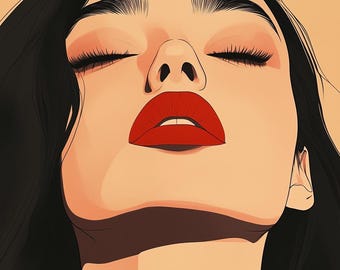 Pop Art Leinwanddruck: Frauenportrait mit roten Lippen