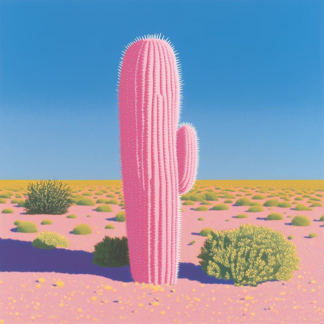 Fun Pink Cactus Wall Art Canvas Print Digital Download Desert Landscape ...