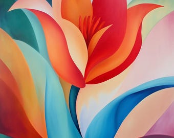 Georgia O'Keeffe inspirierte Blumen Leinwand Wandkunst