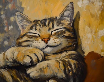 Getigerte Katze Leinwanddruck: Impressionistisches Design