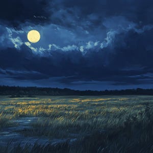 Moonlit Night Landscape Canvas Print Inspired by Van Gogh&#39;s Starry Night for Stunning Wall Art Home Decor