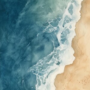 Coastal Serenity Watercolor Canvas Print Inspired by Impressionism Ocean Art for Home Decor Wall Art