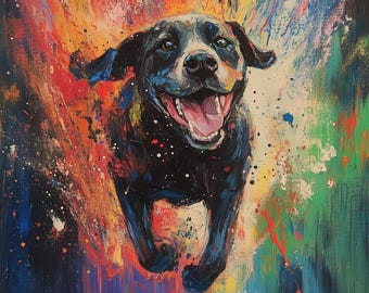 Labrador Kunstdruck: Bunter abstrakter Hund Kunst, Hausdekor